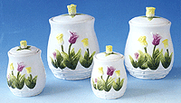 Dolomite jar set with a hand painted design