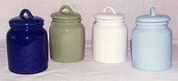 Selection of glazed ceramic food storage jars
